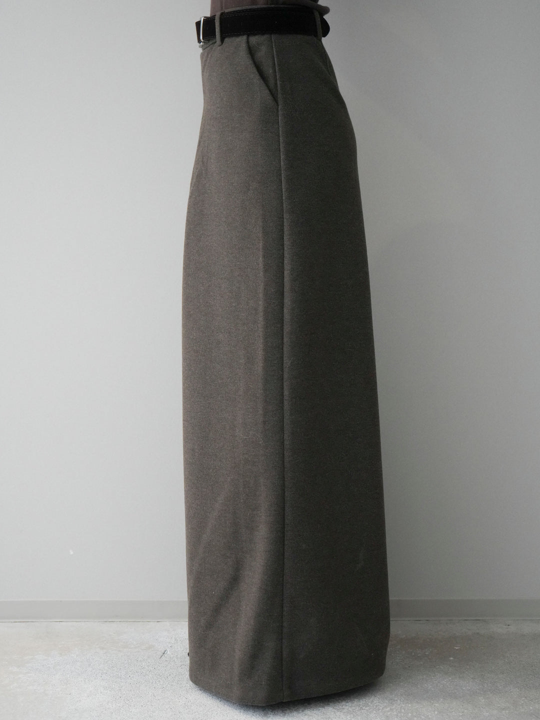 [予約]ベルト付きフロントタックワイドパンツ/brown