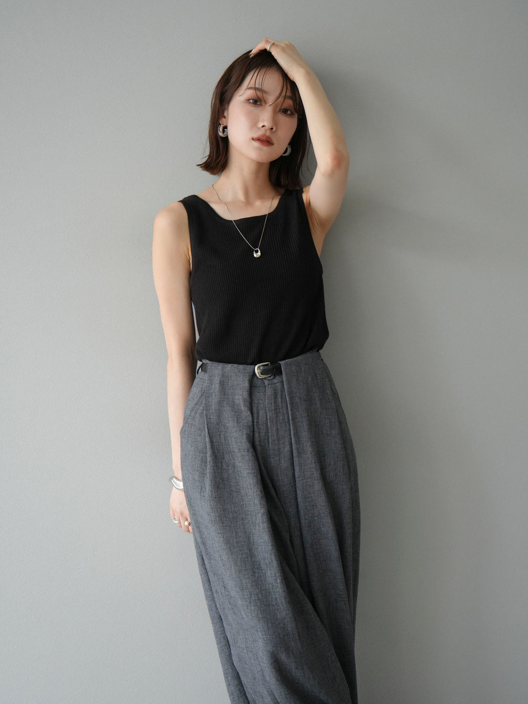 [予約]レーヨンニットタンクトップ/ブラウン