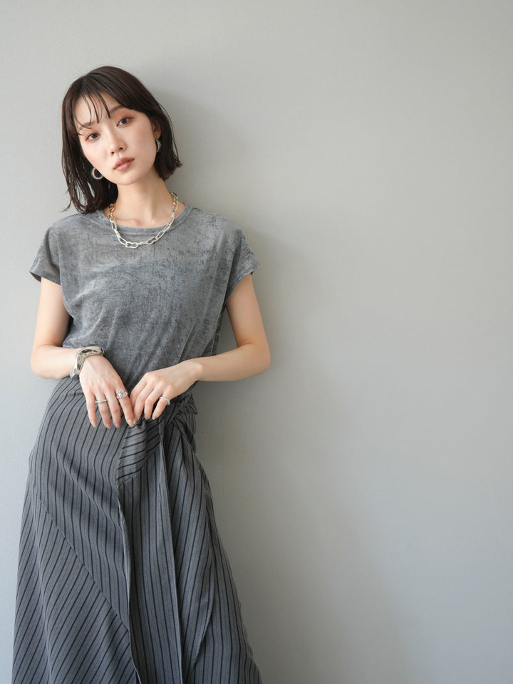 [SET]シアーベロアプルオーバー+サイド巻きツイルスカート(2set)