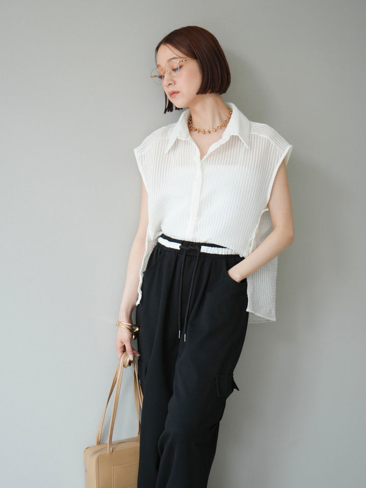 [SET]シアーチェックノースリーブシャツ+選べるアクセセット(2set)