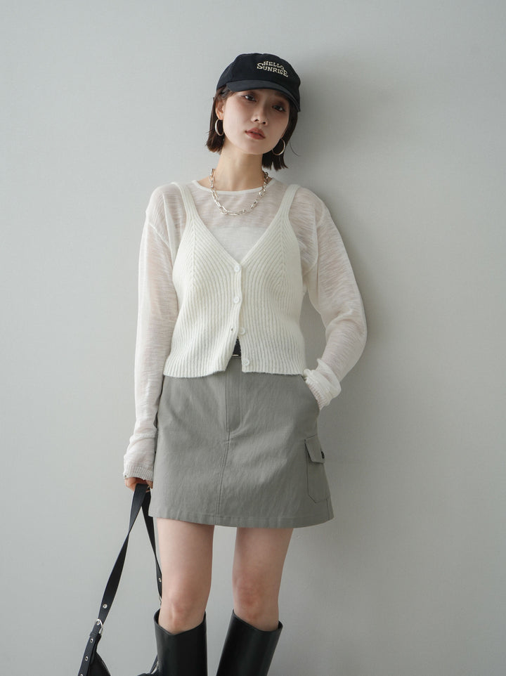 [予約]ビスチェアンサンブルシアーニット/white