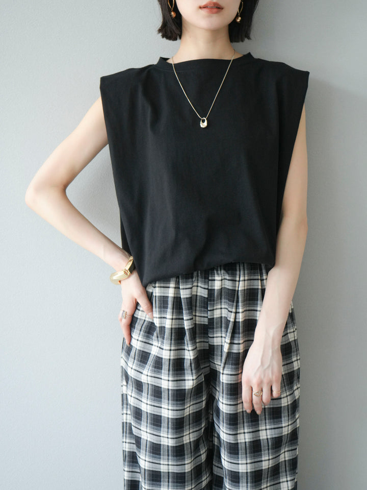 [予約]ショルダータックフレンチスリーブプルオーバー/ブラック