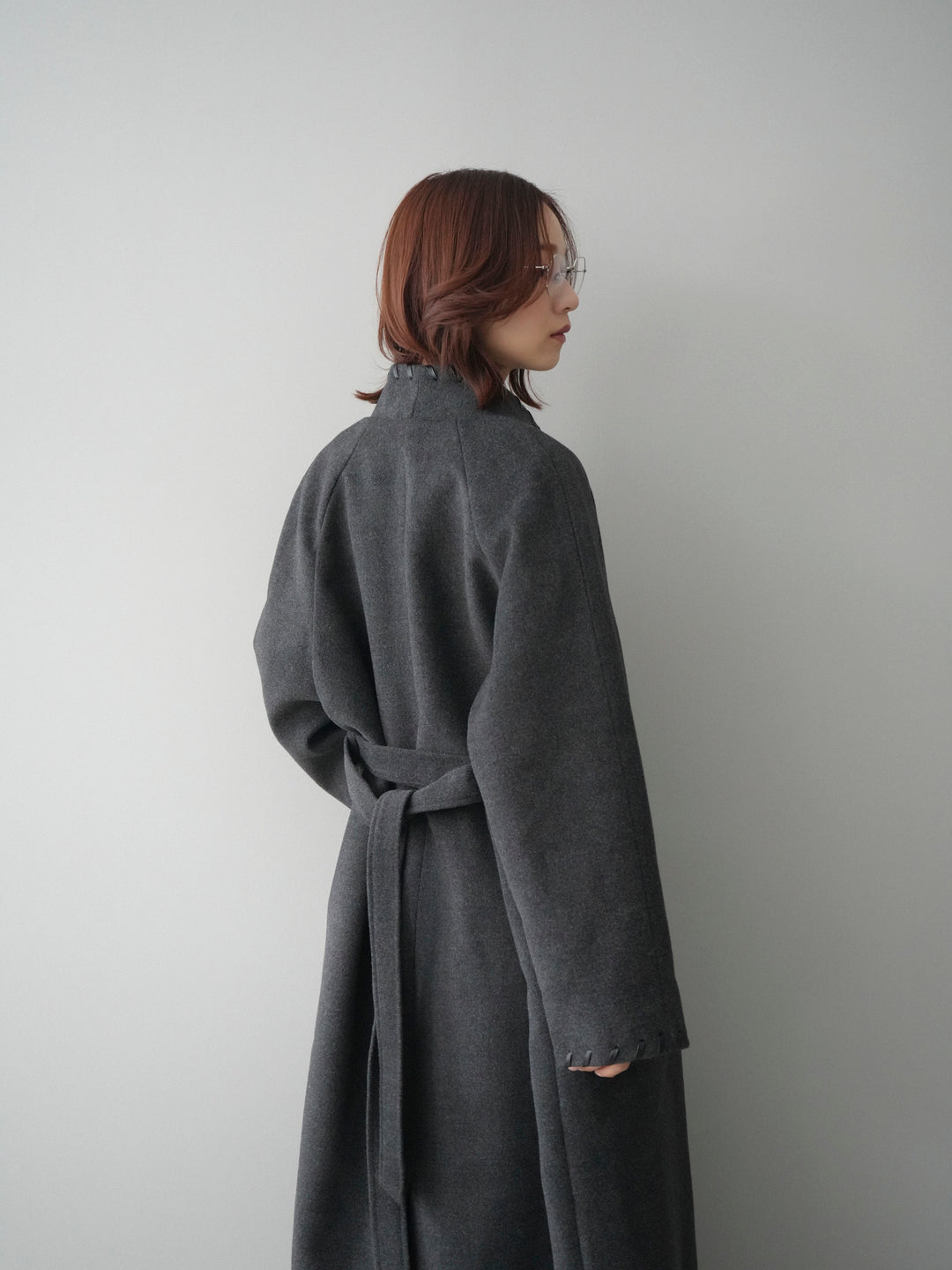 [SET]ハンドステッチ裏中綿ロングコート+モヘア衿付きボタンプルオーバー(2set)