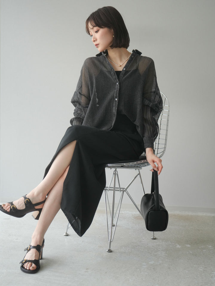 [予約]コットンラメメッシュオーバーシャツ/グレー