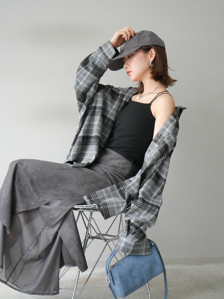 [予約]起毛チェックオーバーシャツ/グレー