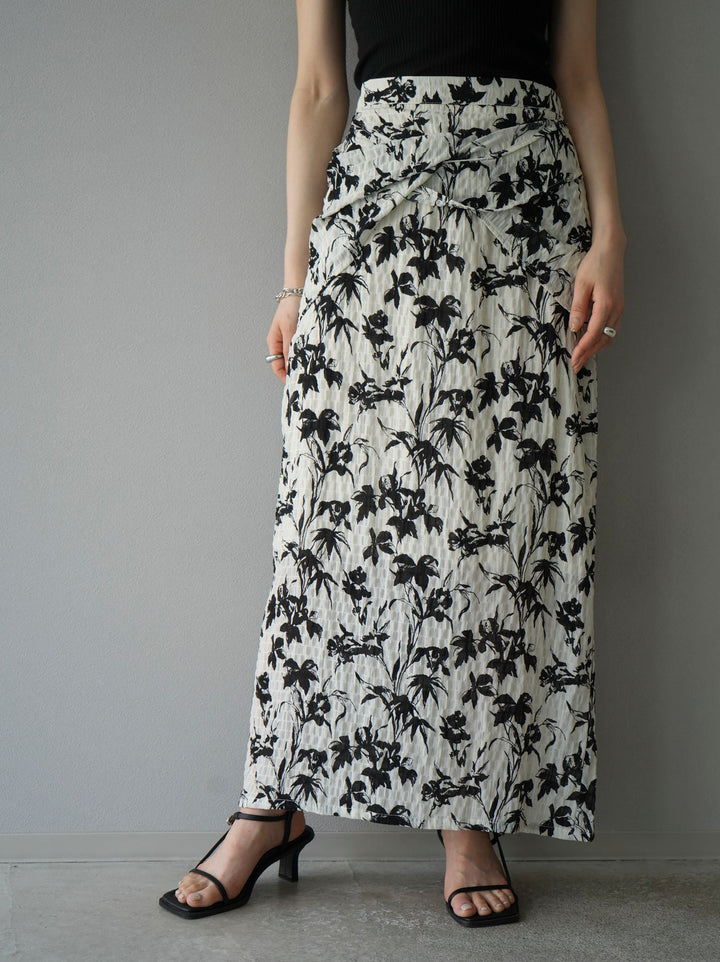 [Pre-order] Washer waist design flower pattern skirt/off-white