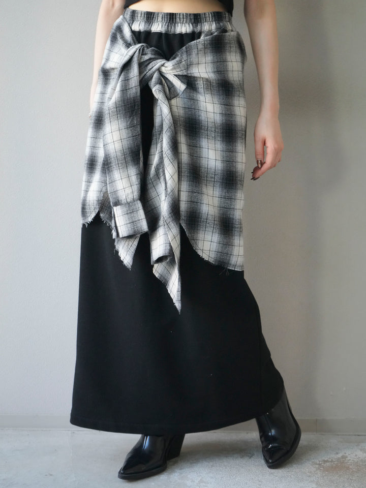 [予約]シャツ巻きスエットスカート/black