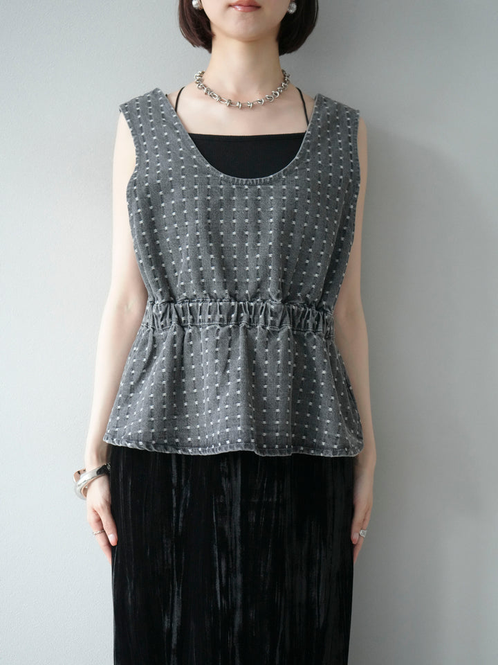 [予約]ジャガードデニム２WAYビスチェ/ブラック