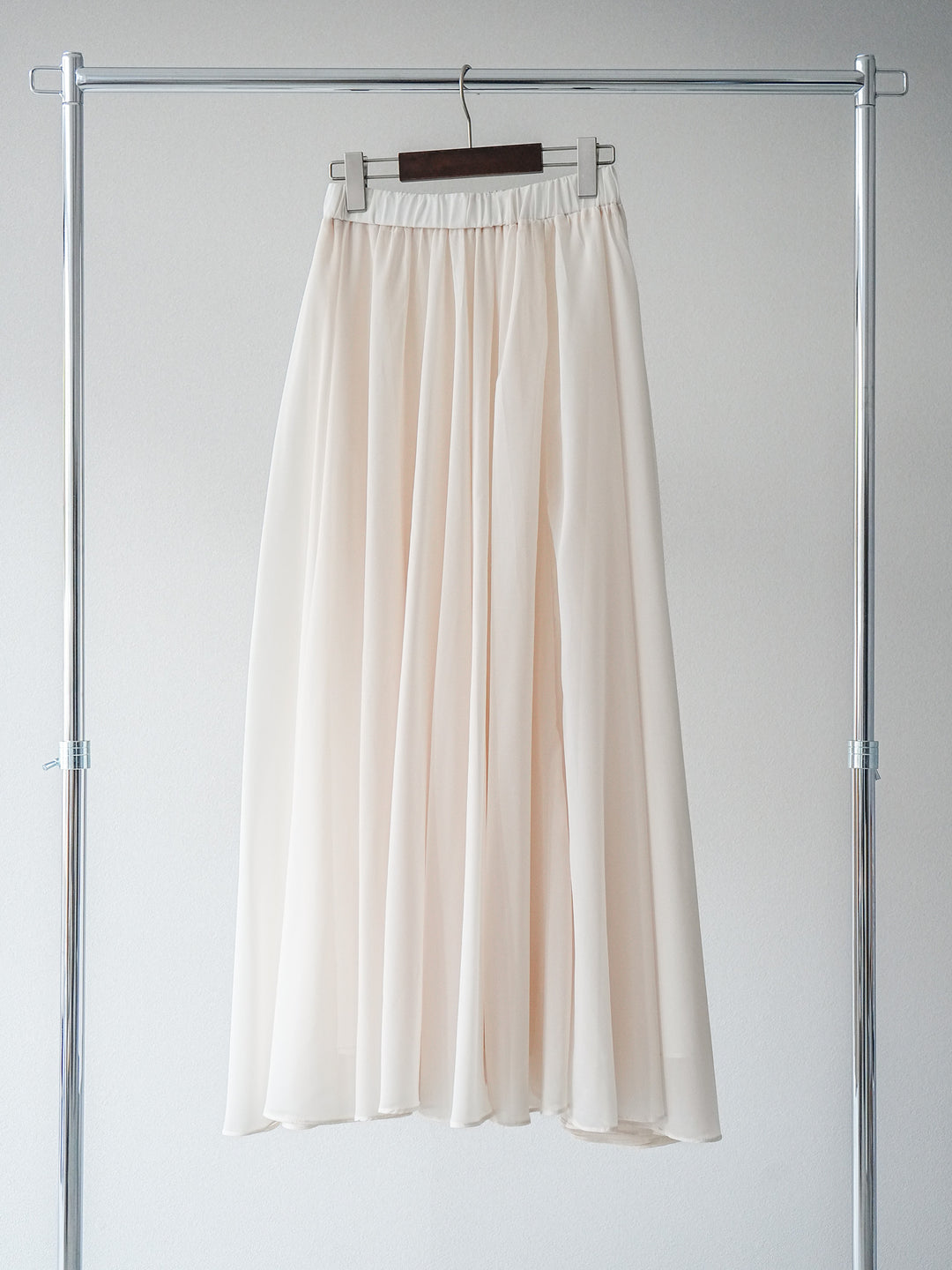 [SET] V領人造絲針織背心+雪紡喇叭裙（2件組）