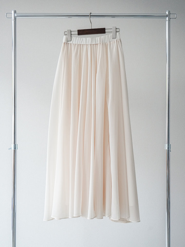 [SET] V領人造絲針織背心+雪紡喇叭裙（2件組）