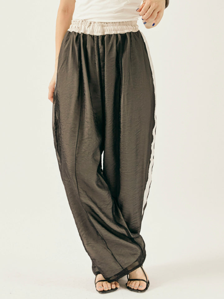 [予約]オーガンジーレイヤードサイドラインパンツ/ブラック