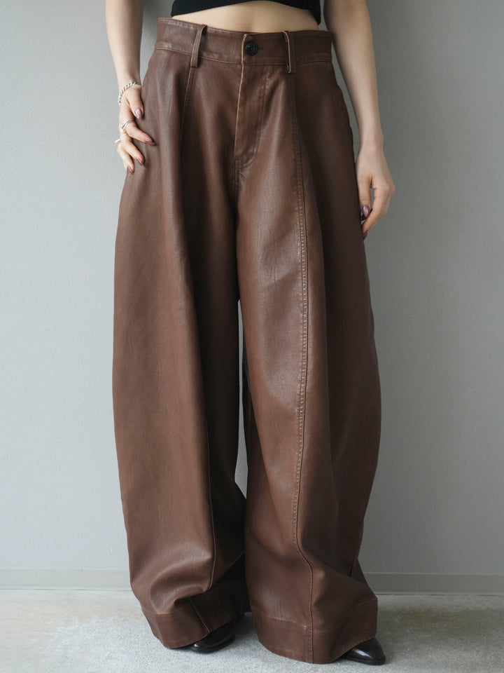 [予約]ヴィンテージレザーバギーパンツ/brown
