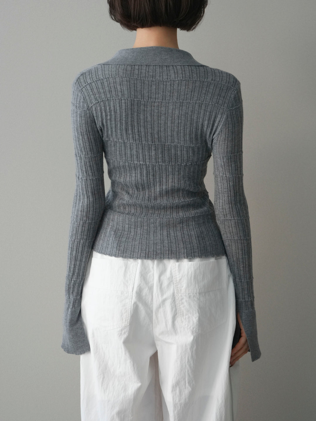 [予約]シアーリブスキッパーニットトップス/gray