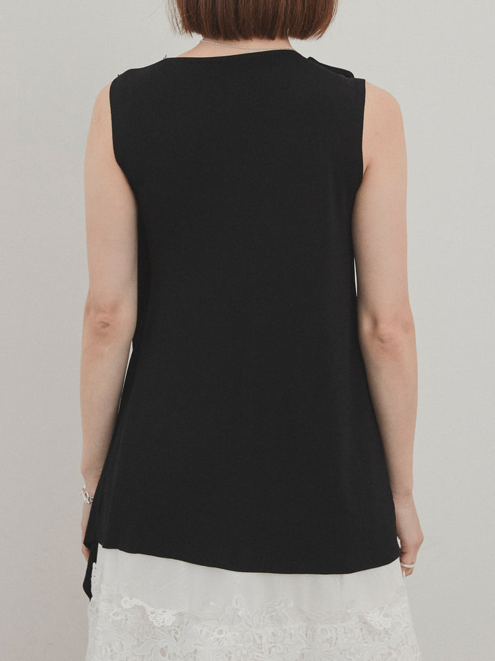 [予約]ドライタッチドレープニットプルオーバー/ブラック