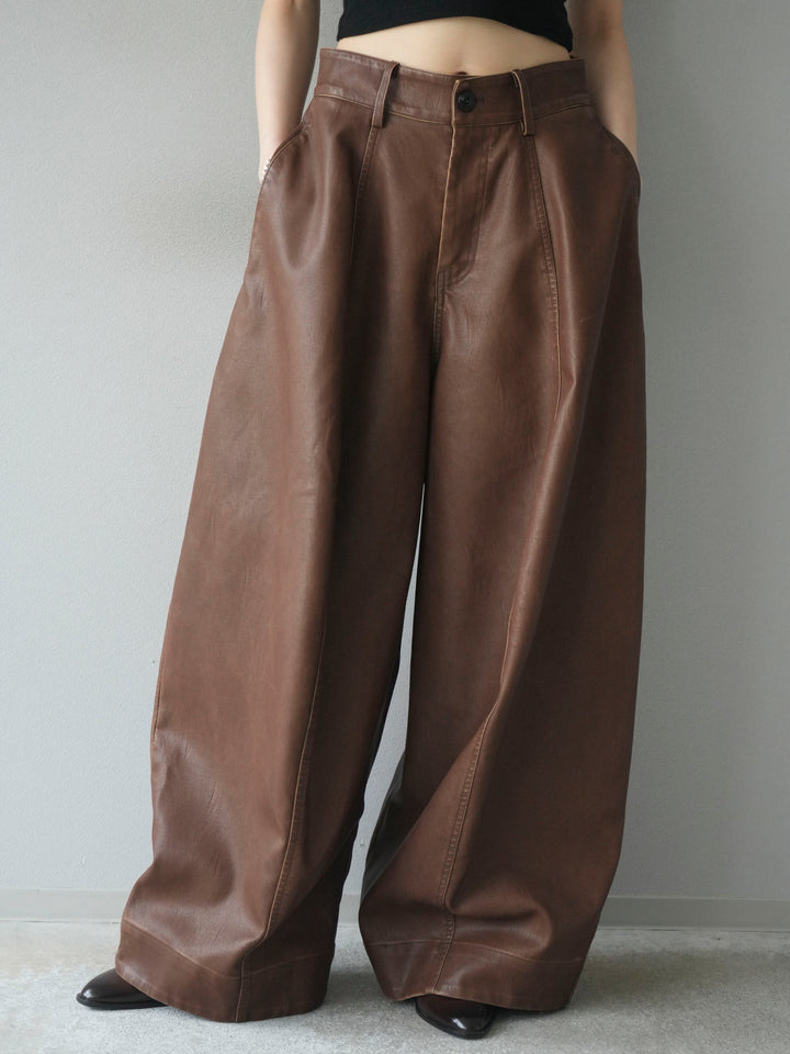 [予約]ヴィンテージレザーバギーパンツ/brown