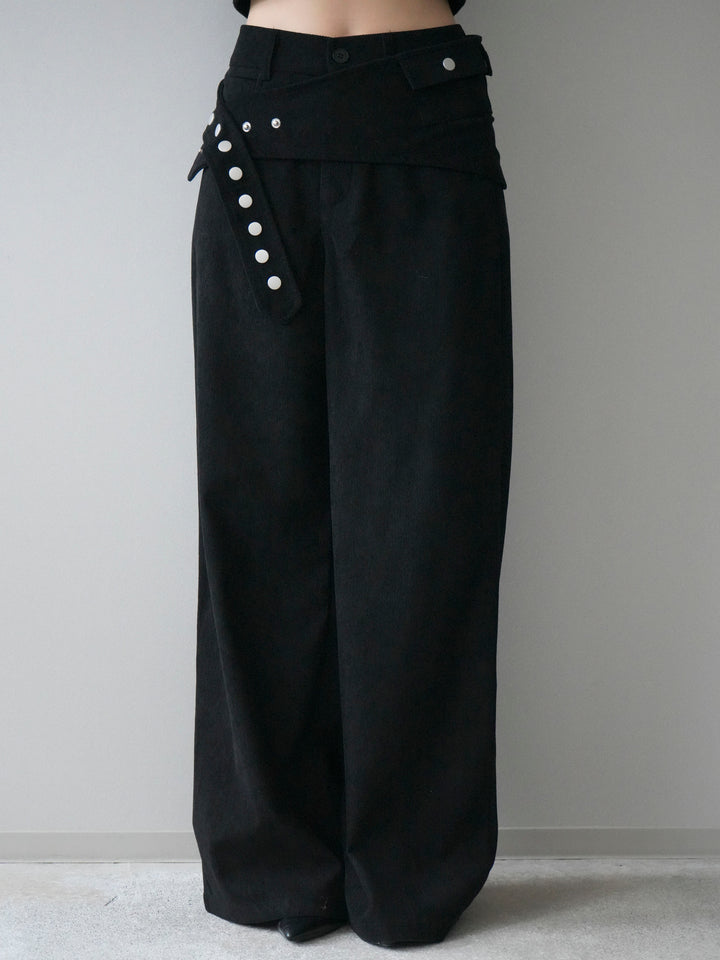 [予約]コーデュロイ巻きベルト付きパンツ/black