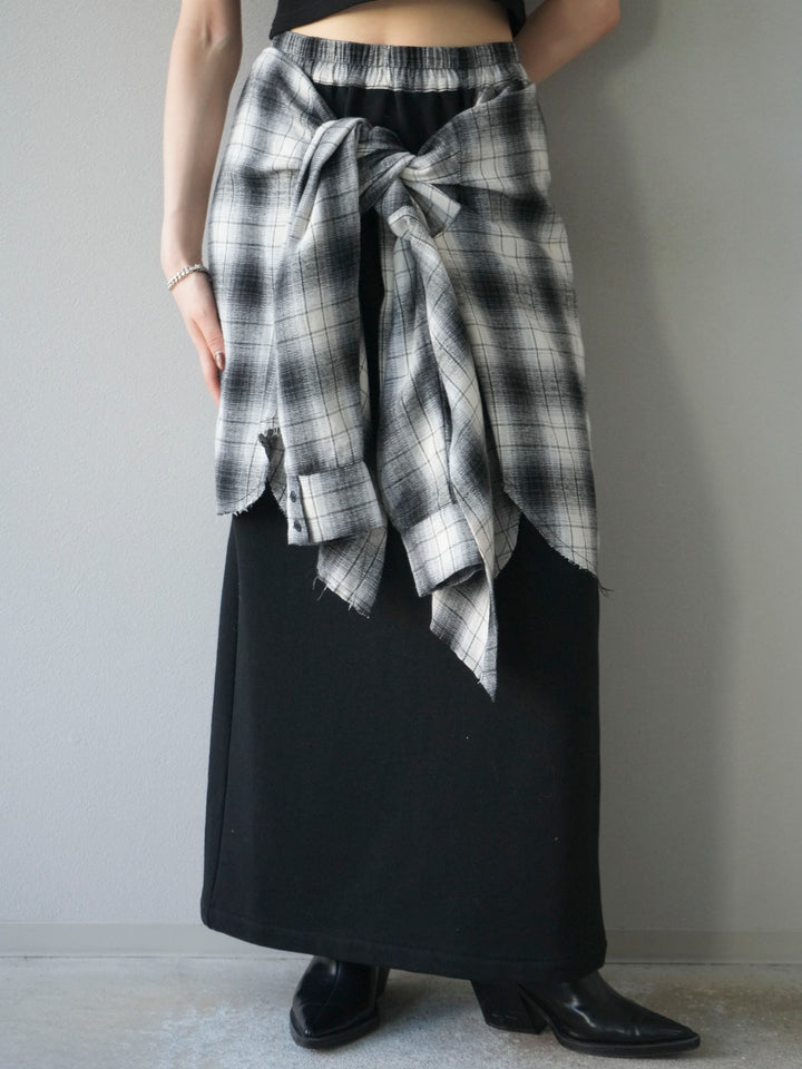 [予約]シャツ巻きスエットスカート/black