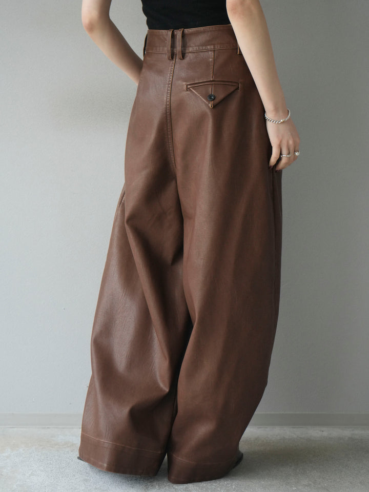 [予約]ヴィンテージレザーバギーパンツ/brown