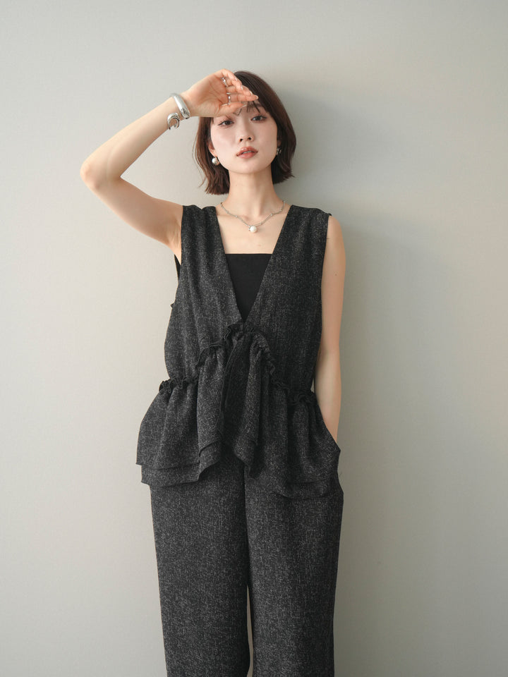 [SET]3WAYミックスツイードギャザーオールインワン+選べるアクセセット(2set)