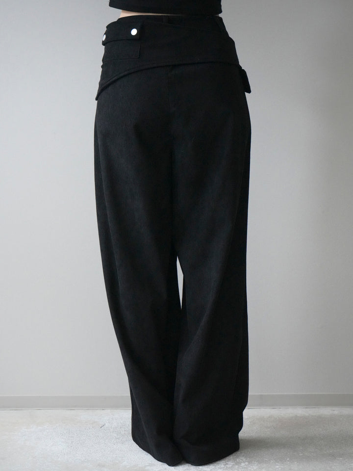 [予約]コーデュロイ巻きベルト付きパンツ/black