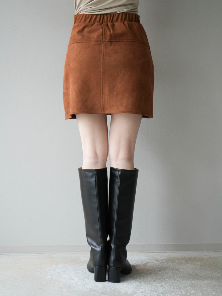 [予約]スエード切替ミニスカート/ブラウン
