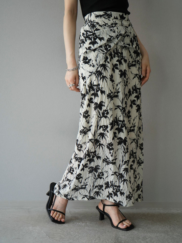 [Pre-order] Washer waist design flower pattern skirt/off-white