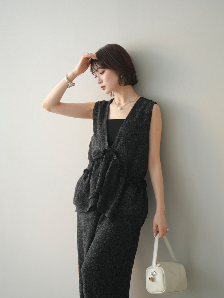 [SET]3WAYミックスツイードギャザーオールインワン+選べるアクセセット(2set)