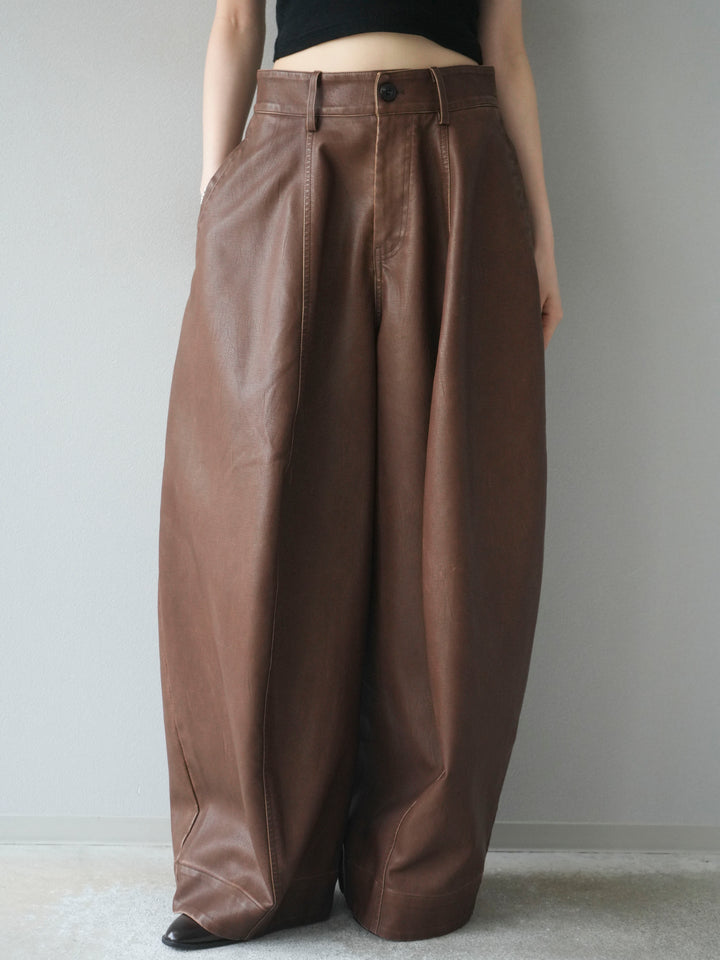 [予約]ヴィンテージレザーバギーパンツ/brown