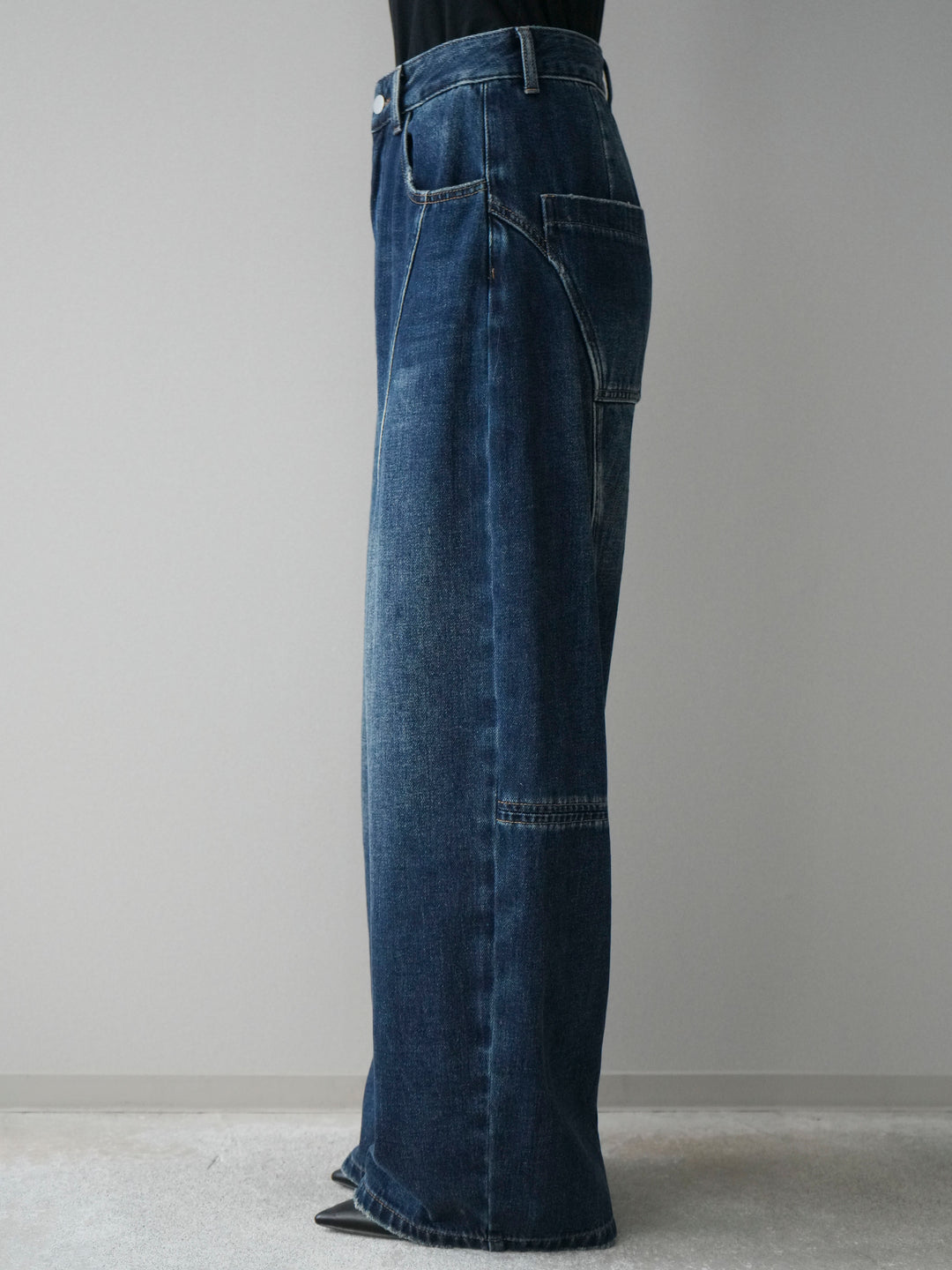 [予約]裏起毛加工デニムカーブパンツ/darkblue