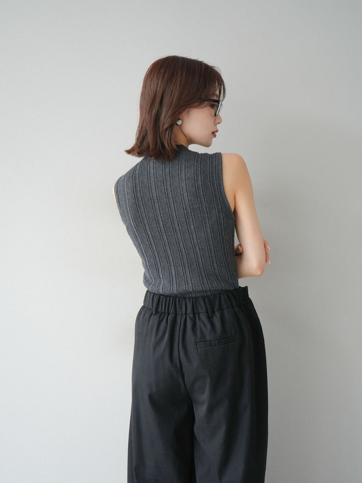 [予約]スリーブレスランダムリブニットトップス/グレー