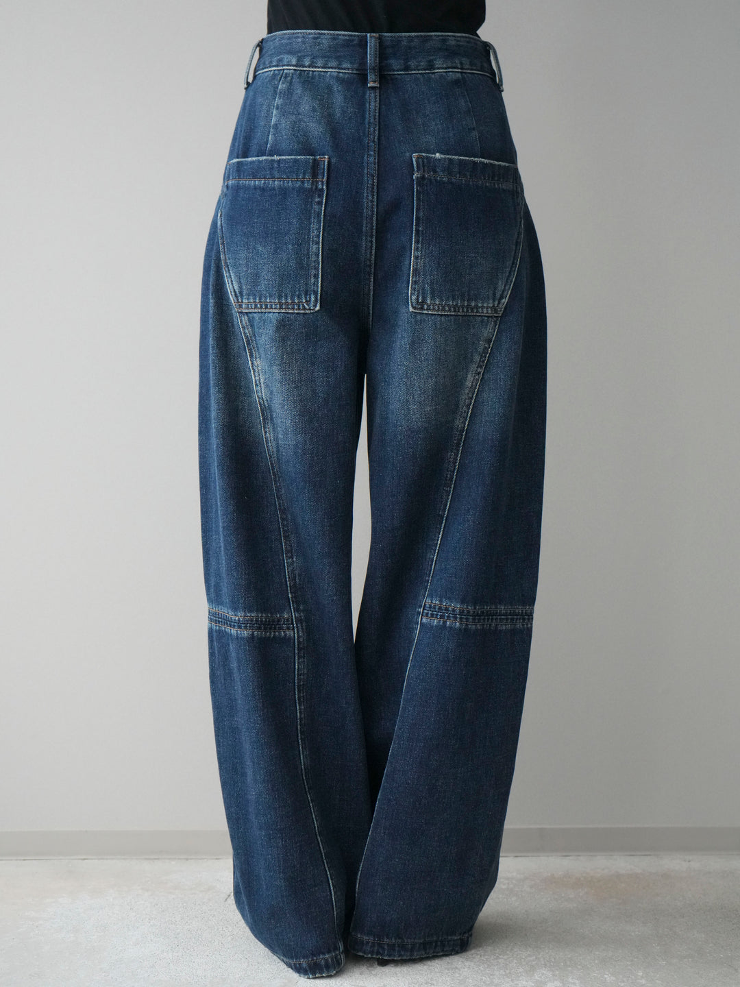 [予約]裏起毛加工デニムカーブパンツ/darkblue