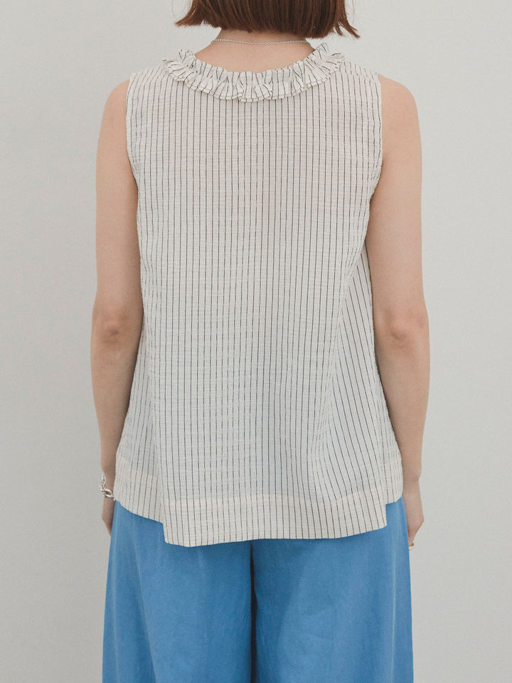 [予約]ストライプフリルブラウス/アイボリー