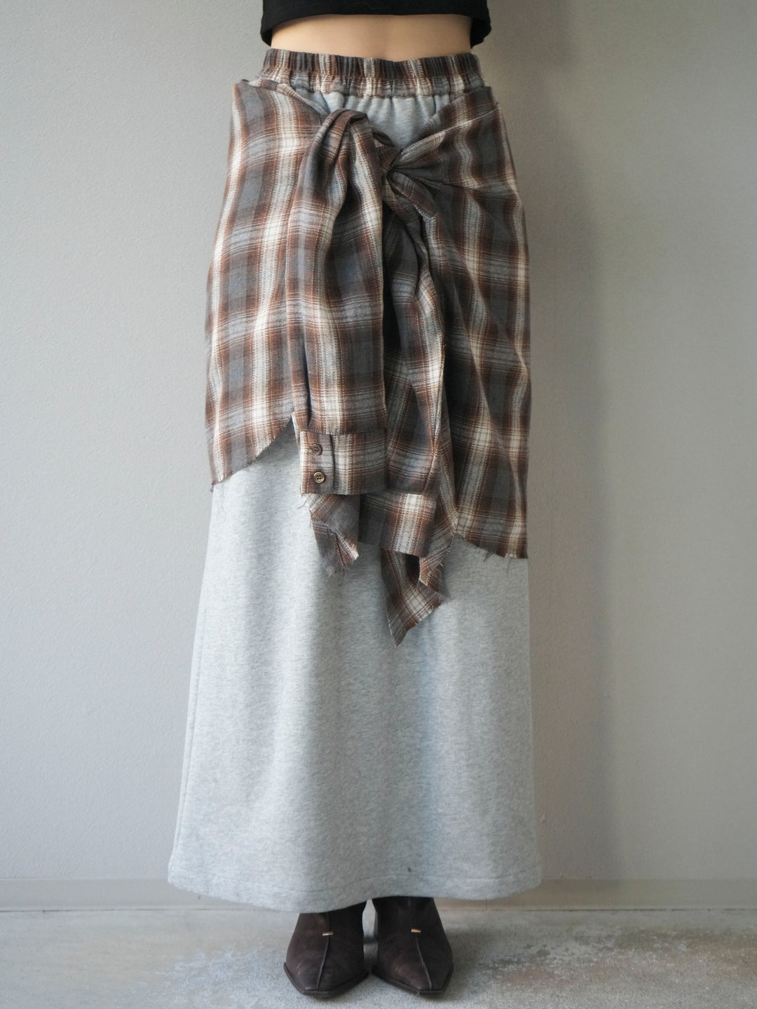 [予約]シャツ巻きスエットスカート/ gray