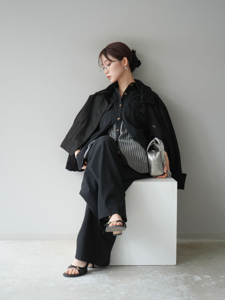 [予約]コーデュロイ切替スウェードショートジャケット/ブラック