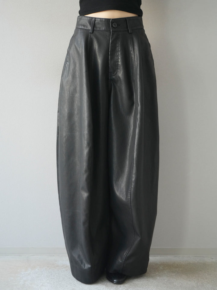 [予約]ヴィンテージレザーバギーパンツ/black