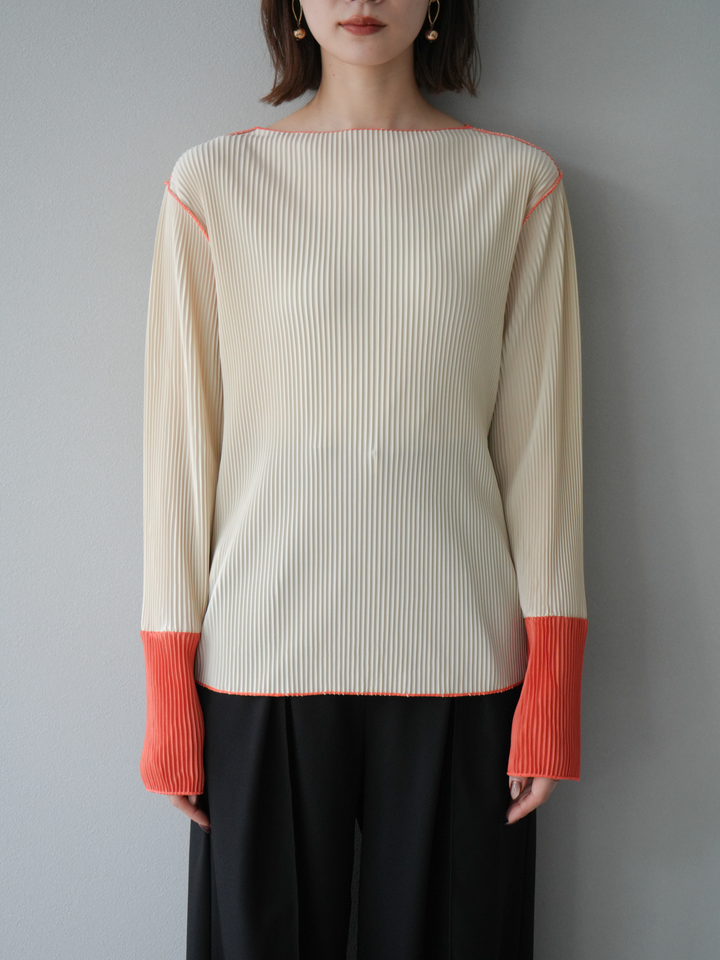 [予約]バイカラープリーツトップス/アイボリー