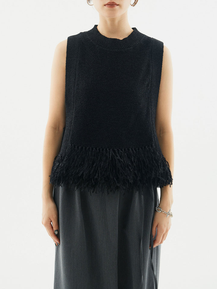 [予約]フェザーヤーンニットベスト/ブラック