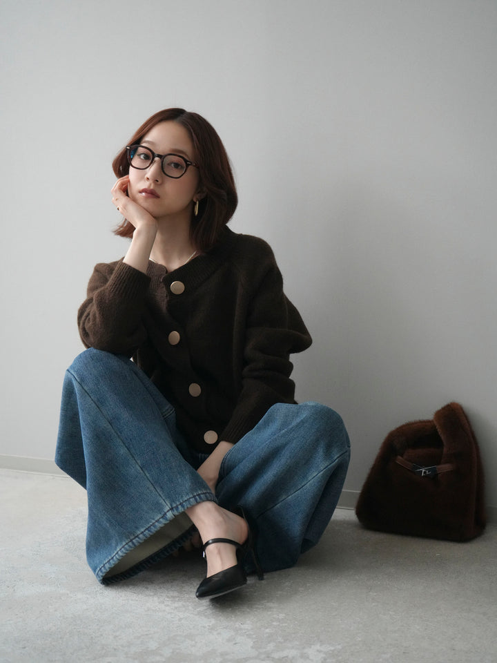 [予約]BIGボタンニットカーディガン/brown