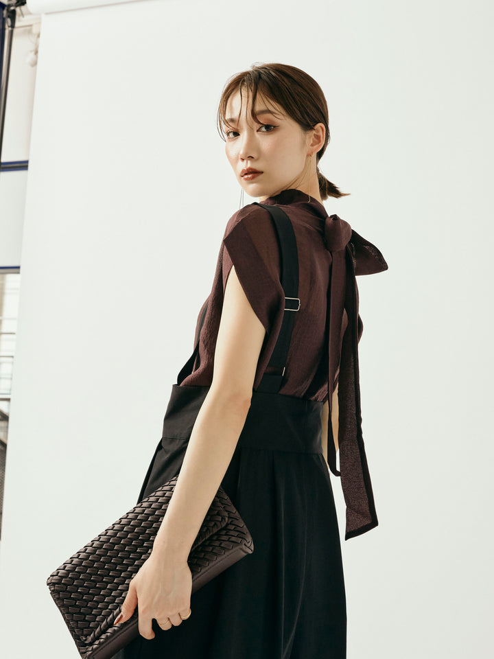 [予約]シャイニーシアーブラウス/ボルドー