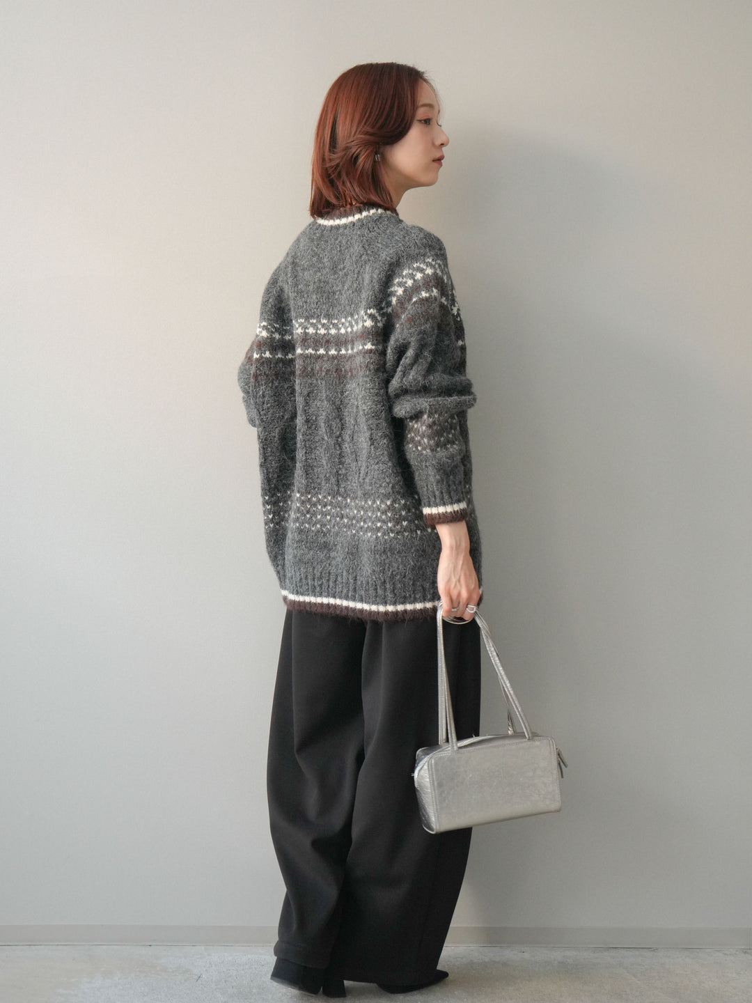 [予約]ベルト付裏起毛センターシームカーブパンツ/black