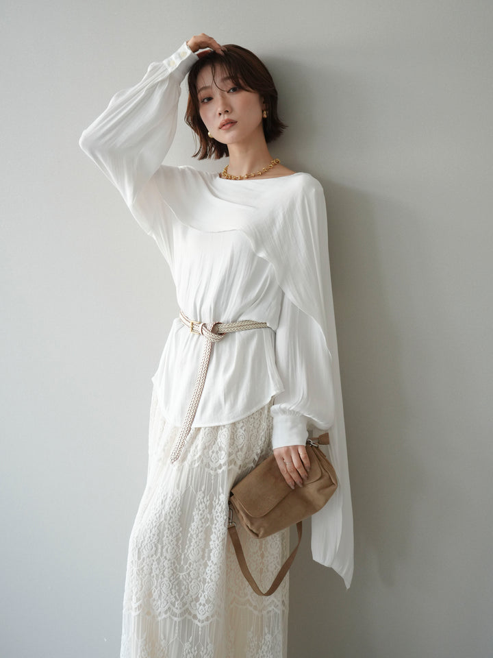 [予約]シルキードレープブラウス/white