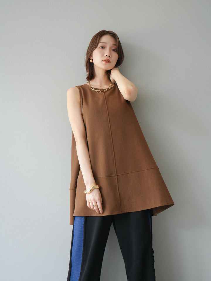[予約]フレアノースリーチュニック/ブラウン