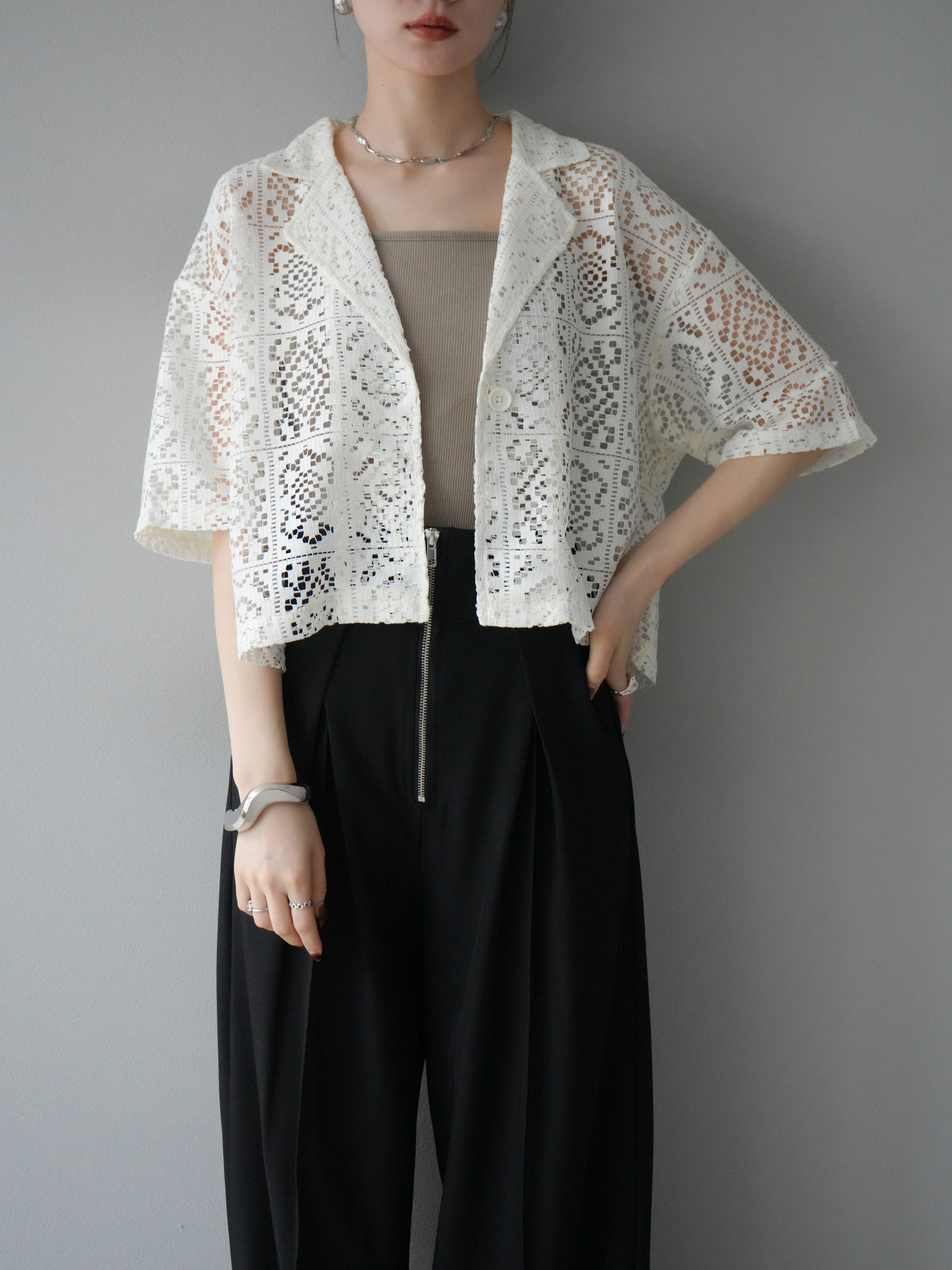 大きいサイズ 伊太利屋 重ねレースフリル ライトジャケット