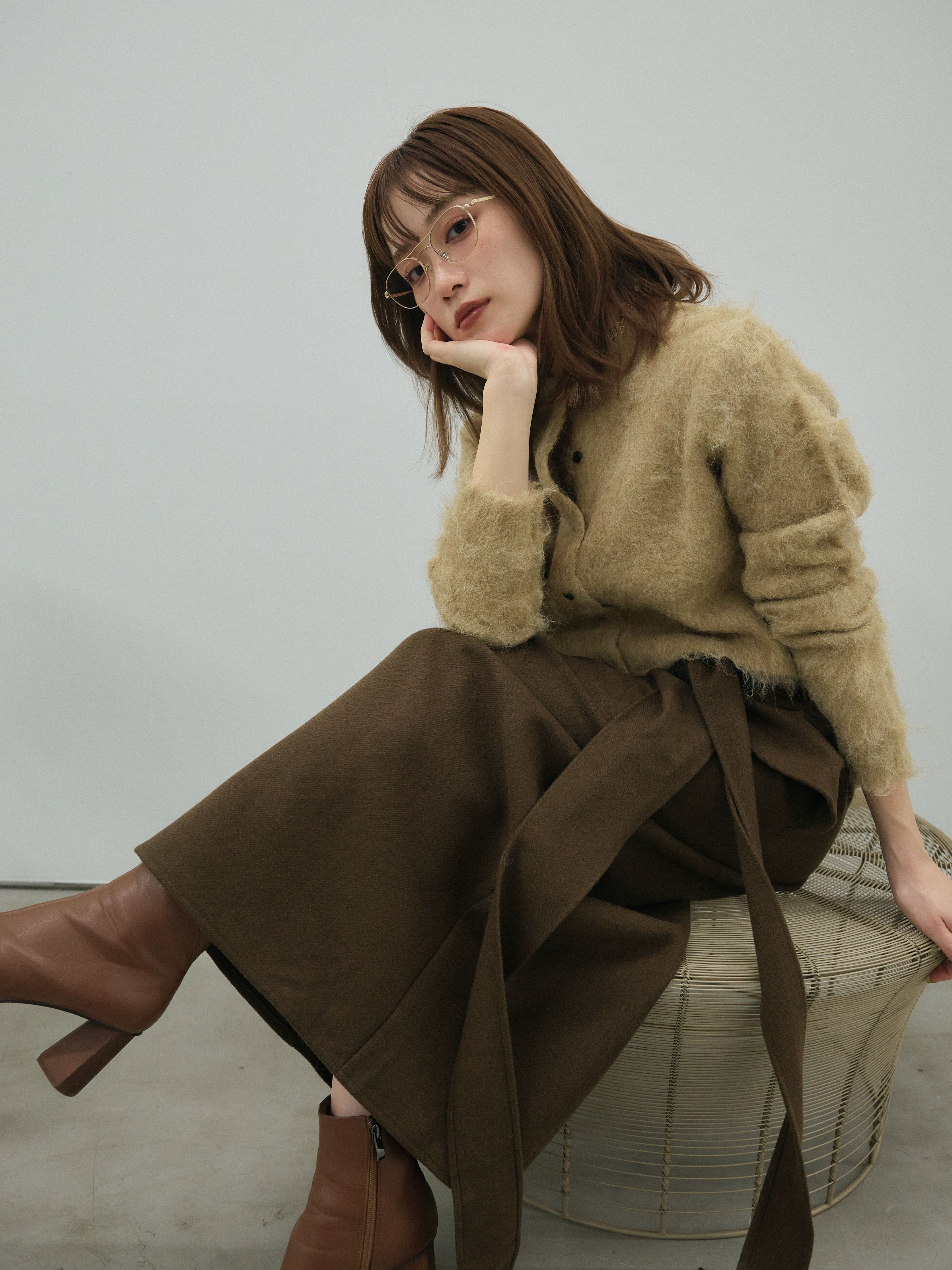 予約]モヘアタッチクロップドニットプルオーバー/beige – Lumier