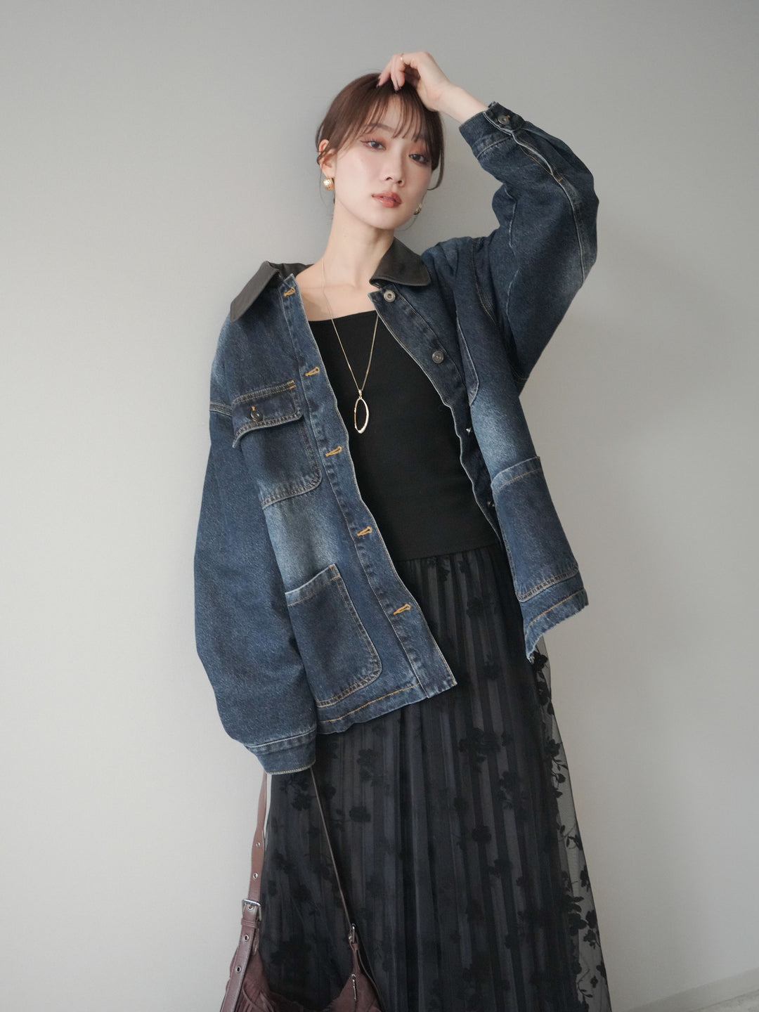 [予約]裏地ファーデニムフライトジャケット/blue