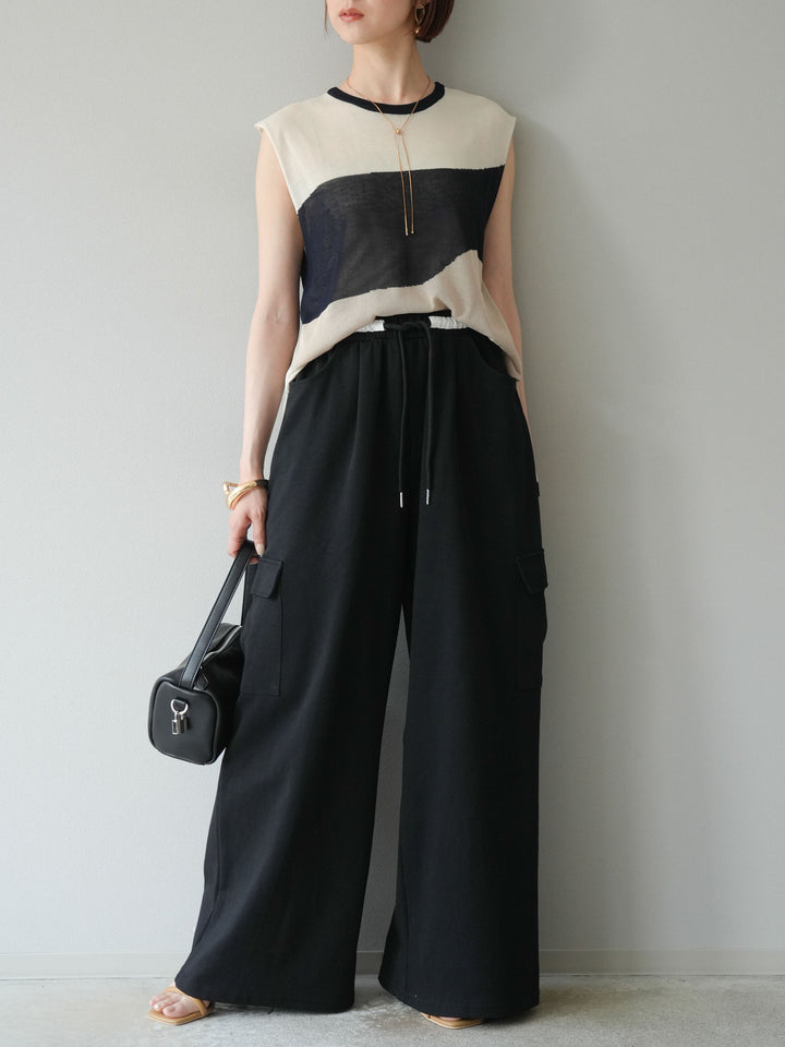 [予約]バイカラーノースリシアーニットプルオーバー/アイボリー