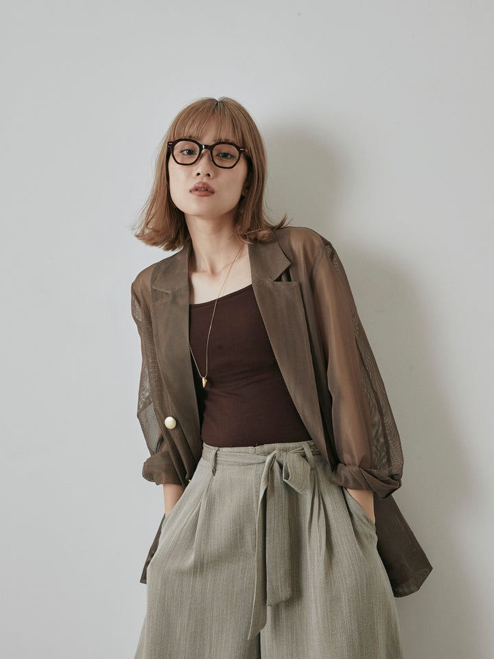 [予約]メッシュテーラードジャケット/モカ