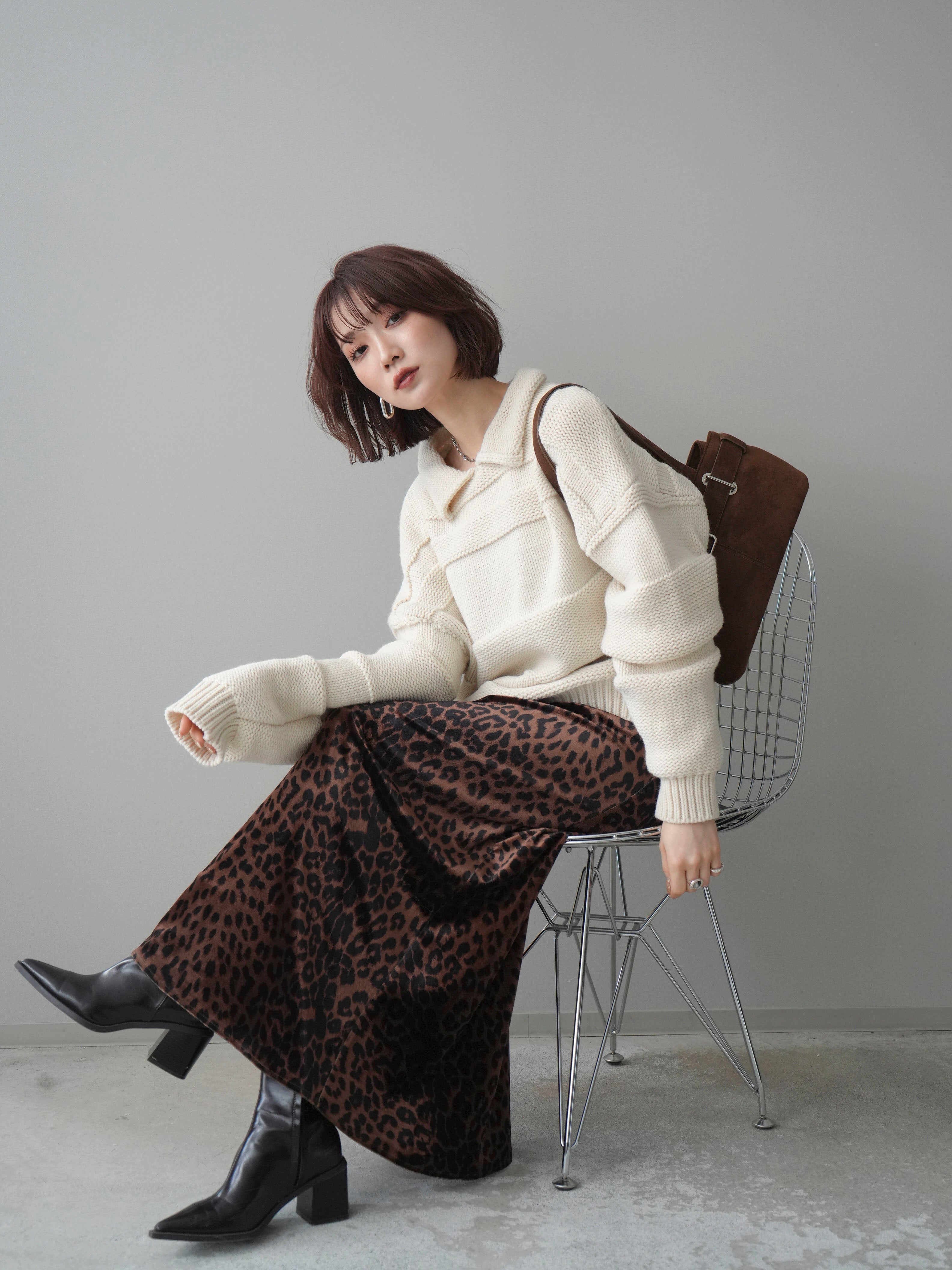 【新品・未使用】パーリゲーツ レオパード×ボーダー　ニットスカート　2 新品・未使用】パーリゲーツ レオパード×ボーダー ニットスカート 2