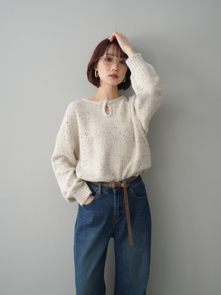 [SET]ツイストネックラメネップヤーンニットプルオーバー+選べるアクセセット(2set)