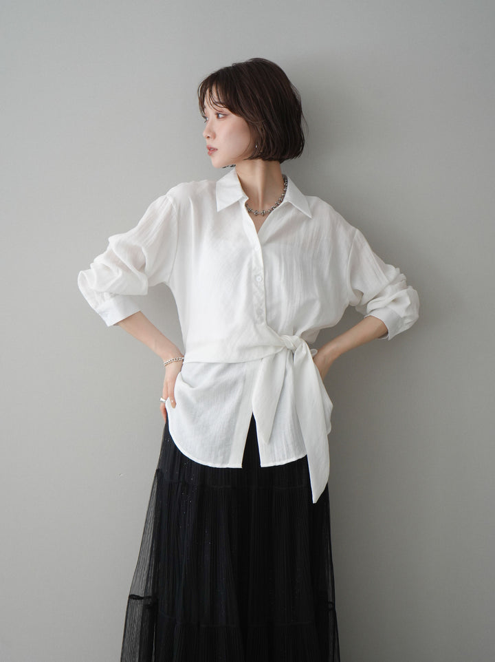 [予約]フロントアシンメトリーブラウス/white